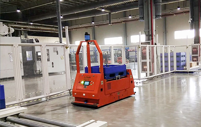 AGV LGV υλικού χειρισμού μεταφορέας κυλίνδρων ρομπότ για τη μεταφορά παλετών αποθηκών εμπορευμάτων