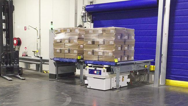 Ανύψωση AGV τύπων του αυτόνομου καθοδηγημένου οχήματος για τη φόρτωση συνήθειας αποθηκών εμπορευμάτων κρύων αλυσίδων